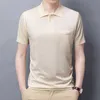 여름 얼음 실크 티셔츠 남성용 얇은 느슨한 캐주얼 폴로 셔츠