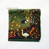アーミーグリーンラグジュアリースカーフ女性プリント鳥100％本物のシルクツイルスカーフ巻くFoulard Shawl 90cm正方形のバンダナレディプレゼント