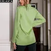 Green Coats and Jackets Office Lady Pockets Single Button V-Neck Women Arrival Slim Long Sleeve Clothing 210515