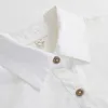 Camicia bianca a maniche lunghe in cotone 100% Ol Office Lady Camicie con colletto rovesciato Bottone in legno Top casual da donna Blusas D208 210512