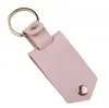 Läder Aluminium Alloy Car DIY Sublimation Transfer Photo Sticker Keychain Key Pendant Presentanpassning