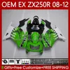 OEM Body for Kawasaki Ninja EX250 ZX250 R Ex ZX 250R ZX-250R 2008-2012 81NO.3 EX-250 ZX250R 2009 2010 2011 2012 EX250R 08 09 10 11 12 Injection Fairing Green White
