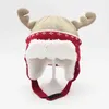Dziecko dziecko dziecko sprawdzone nauszniki zima ciepły żakardowy Boże Narodzenie reniferowy klapy kapelusz polar polarowy kapelusz