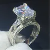 Eiffeltorn 925 Sterling Silver Ring 6ct Lab Sapphire Topaz Diamond Engagement Wedding Band Rings for Women Men Party Jewelry