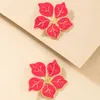 Dangle Chandelier Vintage Peony Flower Stud Orecchino per le donne rosse Geometriche Geometrica Olio Dripping Metallo Femminile Accessori gioielli da sposa femminile