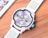 Mannen Grote Grote Wijzerplaat Horloge Mode Individuele Klok Siliconen Riem 7419 Wit Quartz Horloge Sport Business Uur Mannelijke Dz 220208