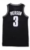 NCAA Jerseys Mens Georgetown Hoyas Iverson College Jersey 3ai 대학 농구 착용 사이즈 S-2XL 빠른 배송