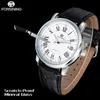 Wristwatches 2021 FORSINING Brand Men Watches Simple Automatic Self Wind Watch White Dial Auto Date Roman Numerals Leather Band