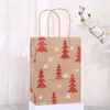 Emballage cadeau Mode Joyeux Noël Kraft Sac en papier Père Noël Sacs de bonbons Brown avec poignée pour les cadeaux de fête de fournitures de festival