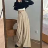 Women's Early Autumn Tops Korean Sling Open Long Sleeve Two-piece High Waist Wide Legs Casual Mopping Pants Set GX269 210507