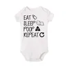 0-24M Toddler Romper Unisex Baby Girl Clothes Jumpsuit Cotton Lovely Girls Polyester Infant Boys EAT SLEEP 20220224 Q2