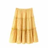 Kobiety Plus Rozmiar XL 4XL Ruffles Plisowane Kobiety Spódnice Lato Casual Luźna Spódnica Midi Vintage Cute A-Line Spódnica 210521