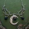 Violet Crescent Moon Branches Collier Sorcière Pendentif Fantaisie Forêt Bijoux Gothique Brindille Bijoux Mariage Wicca Colliers309P