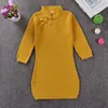Китайский стиль детские дети девушка Cheongsam платья для S осень семь рукава 210429