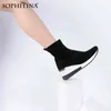 Sophitina Bayan Streç Ayak Bileği Çizmeler Topuklu Moda Hafif Yüksek Üst Bahar Sonbahar Açık Platformu Kama Yürüyüş Ayakkabıları Y176 210513