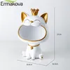 ERMAKOVA Lucky Cat Statue Sculpture Table Decoration Miniature Figurine Sundries Storage Box Modern Living Room Desk Home Decor 210811