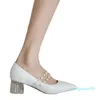 Dress Shoes 2022 Spring Autumn Women's Crystal With Mary Pearl Pointed Thick Heel Retro French Small High