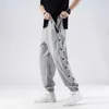 Open-Breasted Guard Men Pants Spring Summer Thin Cotton Elastic Waist Sports Trousers Men Loose Feet Wide Legs Casual Pants 211013