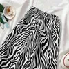 Kimutomo Casual Zebra Pattern Pants Women Spring Korea Chic Female High Waist Loose Wide Leg Trousers Streetwear Fashion 210521