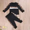 $ 50-25 1-6y Wiosna Jesień Dziecko Kid Girl Ubrania Zestaw Leopard Długim Rękawem Bluza Topy Pant Dress Stroje Kostiumy 210515