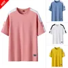 Tendência da marca mens verão t-shirt homens de manga curta camiseta manga curta cor pura homens camiseta t-shirts para tops masculinos 4xl 210603