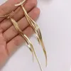 Vintage Gold Color Bar Long Thread Tassel Drop Earrings for Women Glossy Arc Geometric Korean Fashion Jewelry Hanging Pendientes