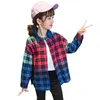 Grandes garotas blusa xadrez padrão s retalhos info para menina primavera roupas outono 210527