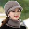 Femmes hiver chapeau extérieur Streetwear garder au chaud écharpe ensemble ajouter fourrure doublé s pour décontracté lapin tricoté 211119