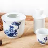 Vintage Blue and White Porslin Sake Set Drinkware With Warmer Cup Peony Floral Japanese Wine Bottle Carafe Kit For One Person