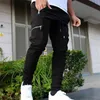 Jogger spodnie dresowe spodnie męskie slim fit trening spodnie męskie multi-kieszonkowe casual chude męskie zamek błyskawiczny design sportswear 210715