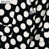 Zevity Women Vintage Polka Dots Drukuj Blazer Płaszcz Z Długim Rękawem Notched Collar Kobiet Odzież Odzież Koszulka Chic Veste CT750 211006