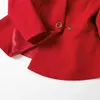 Мода с длинным рукавом Профессиональные брюки костюм Красный бизнес стройный блейзер и брюки офисные дамы официально интервью рабочая одежда 210604