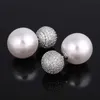 Xiumeiyizu Luxury 15mm Simulated Pearl Bubble Earring Full Prong Cubic Zirconia Reversible Double Ball Rhodium Stud örhängen 210612019091