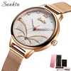 SUNKTA Rose Gold Watch Women Watches Ladies Creative Steel Women Bracelet Watches Female Waterproof Clock Relogio Feminino 210517