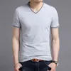 2021 New Fashion Brand Tshirt Mens V Neck Solid Color Summer Trends Tops Street Wear Top Grade Short Sleeve T-Shirt Men Clothing Y0323