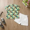 Été enfants ensembles décontracté à manches courtes col rabattu imprimé T-shirt blanc Shorts 2 pièces garçons vêtements 2-7T 210629