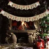 Merry Christmas Jute Banner Kerstmis Letter Paper Banners Vlaggen Xmas Decoratie voor Open haard Wall Tree levert CGY54