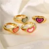 SP Hot Selling Heart Shape Färgglada Emalj Stainls Steel Heart Rings för Kvinnor Smycken