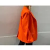 Za Mulheres Ins Moda Único Botão Oversized Blazer Vintage Manga Longa Bolsos Soltos Feminino Outerwear Personalidade Casaco 211006