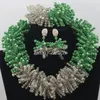 Örhängen Halsband Gorgeous Green African Beads Smycken Set Nigerian Bröllop Crystal Bridal 2021 AIJ237