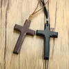 펜던트 목걸이 남성 여성을위한 빈티지 나무 십자가 십자가 기독교 선물 쥬얼리 90cm 로프 체인