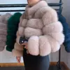 40cm Ankomst Real Fur Långärmad krage Kvinnor Vinter Kort kappa Mode Modell Högkvalitativ päls 211007