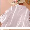 VANOVICH Damenblusen und Tops Sommer V-Ausschnitt Stickerei wilde Baumwolle Temperament lässige Damenbekleidung 210615