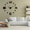 DIY Grande horloge géante sans cadre Design moderne Café Tasse Café Grain Décor Cuisine Montre murale 210325