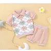 Lato Niemowlę Baby Boys Girls Krótki Rękaw T-Shirt + Pant Suit Odzież Ustawia Dzieci Chłopiec Dziewczyna Odzież 210429