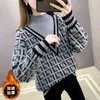 Kvinnors tröjor Designer 5Color Winter Fall Wool Knit Women Designer Dubbel bokstäver Tryckt Pullover Tröja Top Quality Ladies Casual Long Sleeve Half High B8Zr