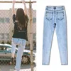 Vintage taille haute jeans femme copain coton denim pantalon maigre stretch flocon de neige maman pour femmes plus taille 210521