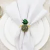 Servett ringar grön ananas imitation guld diamant metall ring hem bord dekoration västra cocktail party smycken