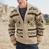 남자 스웨터 2021 남자 코트 가을 겨울 패션 니트 스웨터 빈티지 패턴 인쇄 지퍼 카디건 데일리 착용