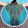 Mandala Çizim Bohemia Fil Plaj Banyo Havlusu Yuvarlak Deniz Battaniye Sahil Yoga Halı Piknik Mat Emici Manteau Kapak Cloak 210728